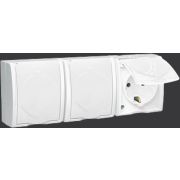 Розетка 3-м ОП Simon15 16А IP54 250В с заземл. с крышкой винт. клеммы бел. Simon 1594437-030