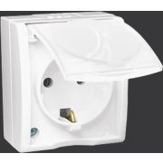Розетка 1-м ОП Simon15 16А IP54 250В с заземл. с крышкой винт. клеммы бел. Simon 1594445-030